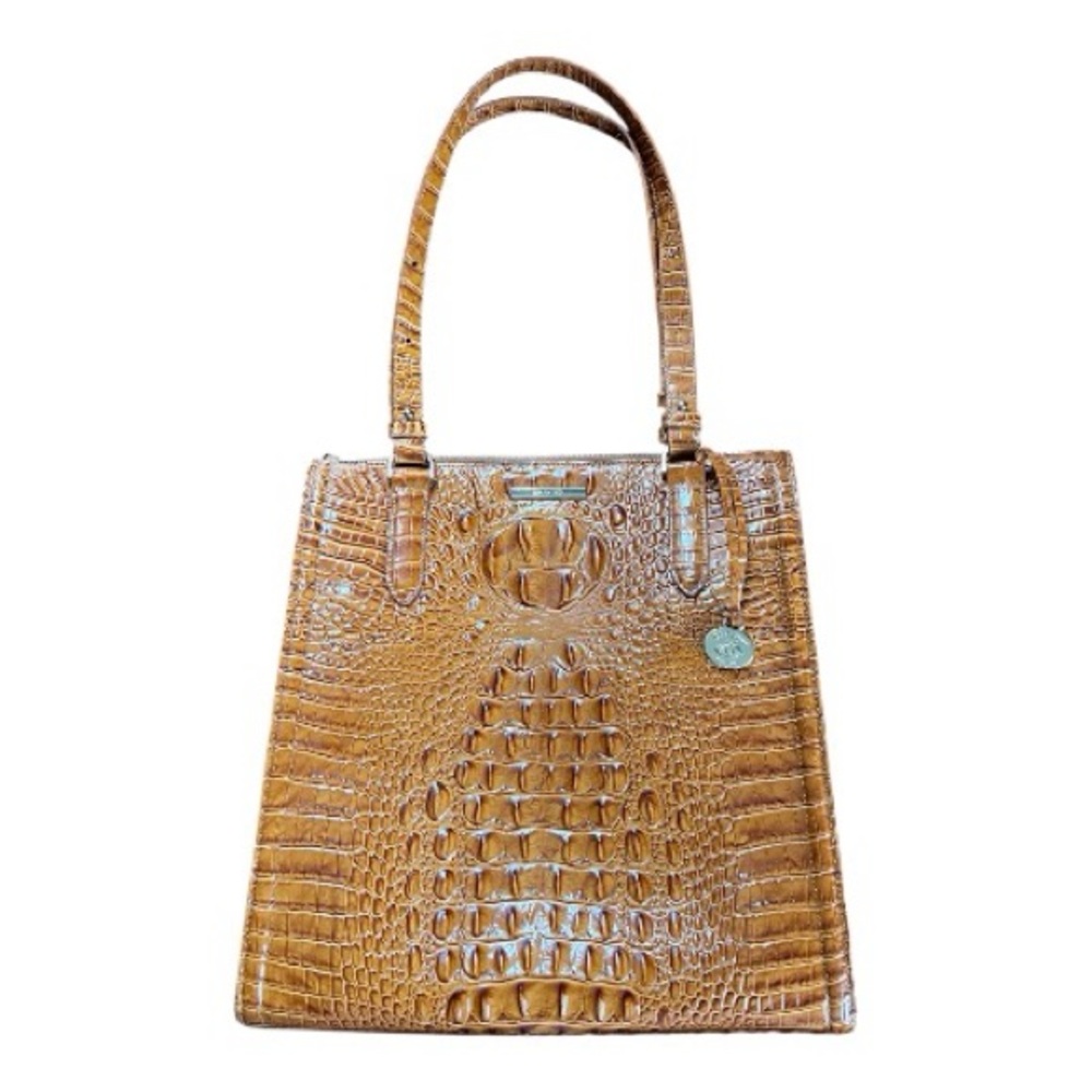Brahmin Tia Pecan Crocodile Embossed Leather Tote Bag - Picture 16 of 16